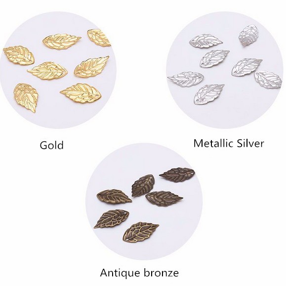 Set 50 mặt dây chuyền hình chiếc lá 10*18mm nhiều màu tùy chọn