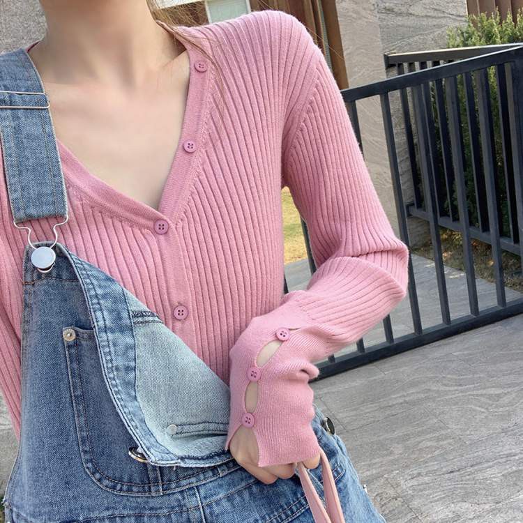 Áo Cardigan Dệt Kim Cổ Chữ V Dáng Ôm Thời Trang Mùa Xuân 2022 Phong Cách Mới Dành Cho Bạn Nữ