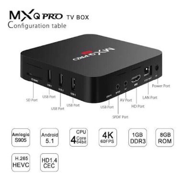 ANDROID MXQ PRO Thiết Bị Chuyển Đổi Tv Thường Thành Smart Box 4k Ultra Hd 100%