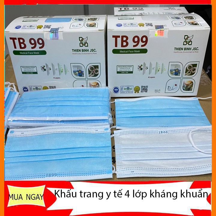 Khẩu Trang Y Tế 4 Lớp Có LOGO,Hộp 50 Chiếc Tác Dụng Kháng Khuẩn,Lọc Khói Bụi Độc Hại