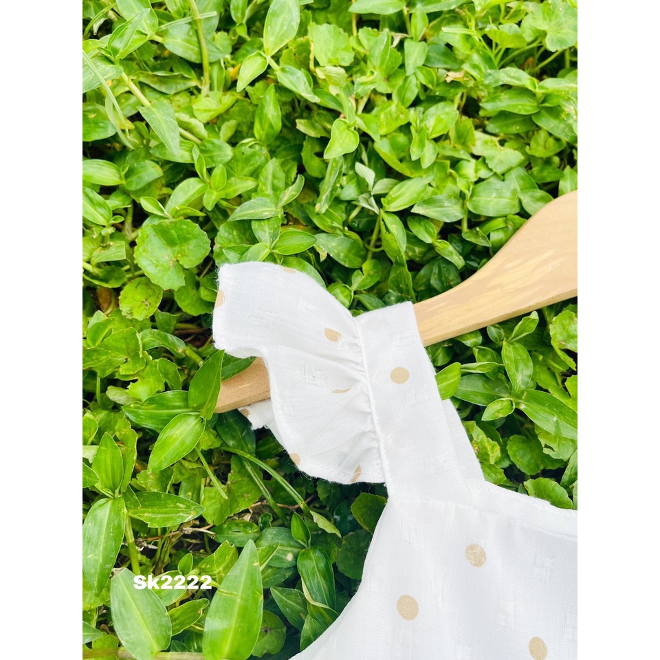 VNXK-VÁY WEBE TRẮNG CHẤM BI CÁNH TIÊN CHO BÉ GÁI  -MÃ ĐBG01