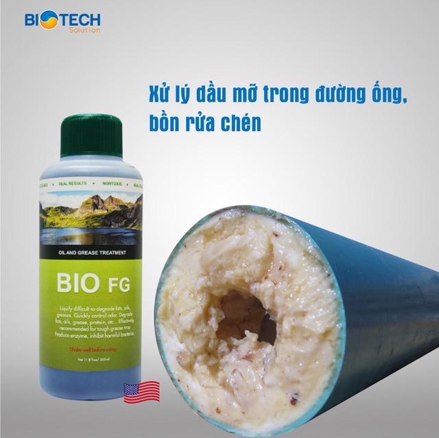 Chất tẩy  dầu mỡ trong bếp ăn, bồn rửa chén an toàn - Công nghệ Vi Sinh - Bio FG - Hàng Mỹ - Chai 350m
