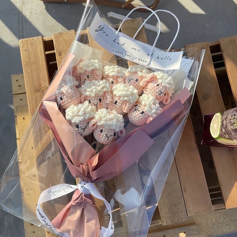 Túi bóng kính đựng hoa trang trí làm quà tặng đựng hoa len