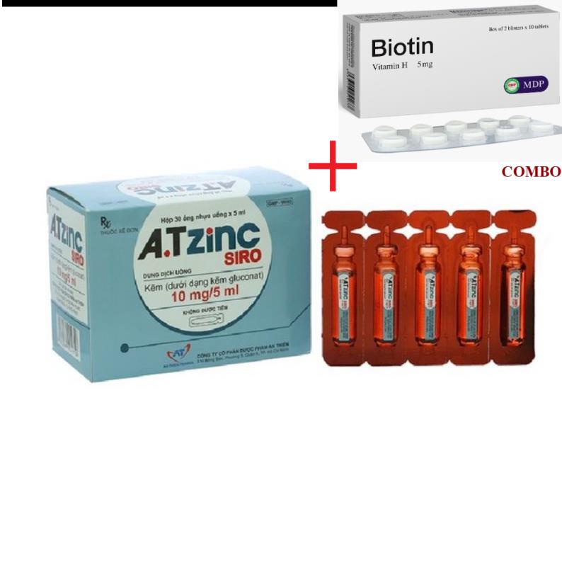 Combo Biotin 5mg+ AT Zinc Kẽm siro dạng ống - Tăng Sức Đề Kháng Cho Trẻ