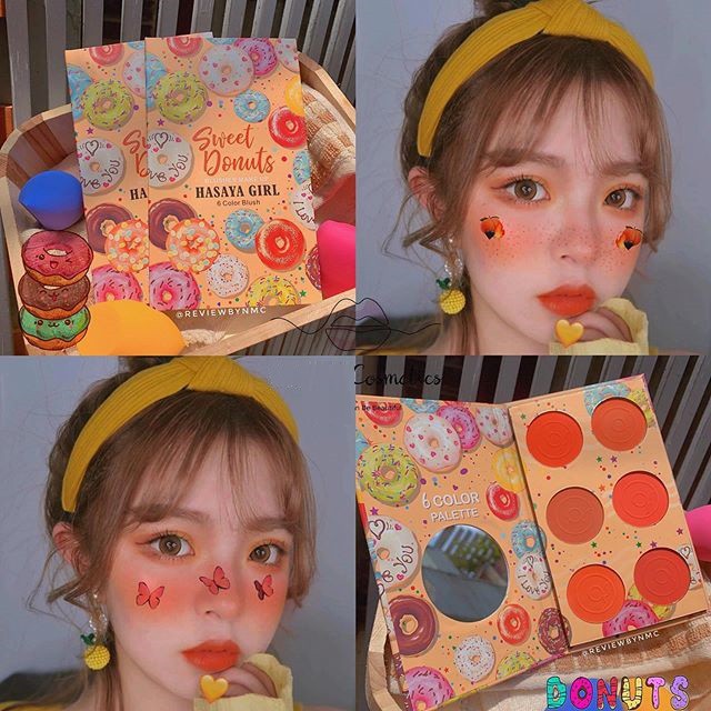 [GIÁ TỐT NHẤT] Bảng 6 ô má hồng dạng phấn Kiss Beauty Donut sweet love blusher palette