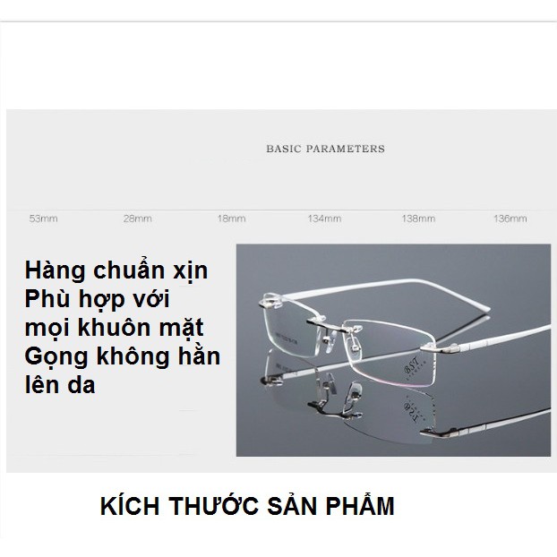 Gọng kính titan cao cấp thay mắt nam giới gọng khoan thể thao nam tính KT75UNIQUI