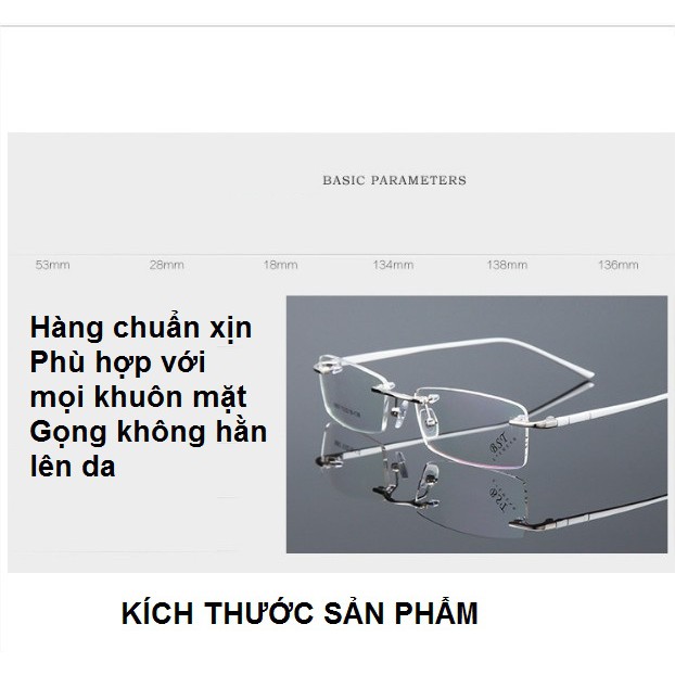 Gọng kính thời trang gọng thay cận gọng khoan cao cấp TITANIUM