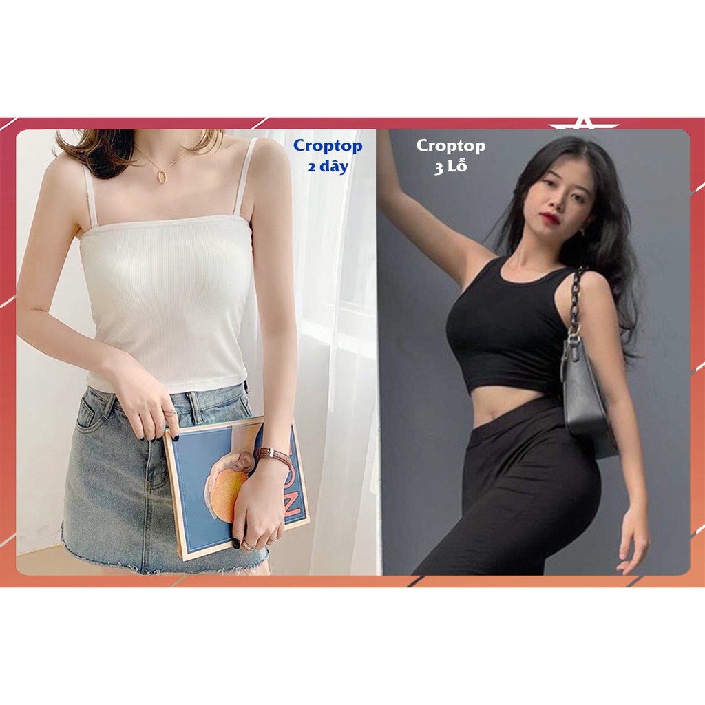 Áo Thun Croptop Ngang Eo THỜI TRANG 24H dáng Body Gợi Cảm 2 Dây 3 Lỗ Sát Nách Nữ