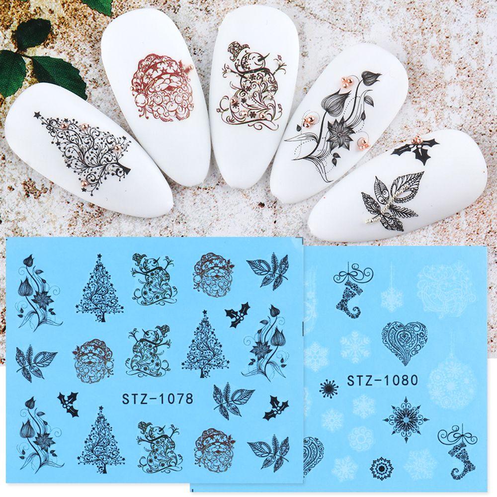 HS Set 16 Hình Dán Móng Tay Màu Đen Chủ Đề Giáng Sinh