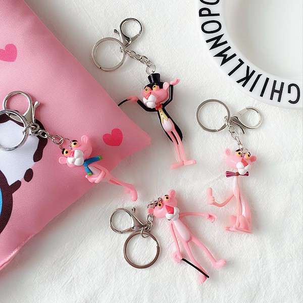 Móc khóa hình báo hồng xinh xắn Móc Khóa Báo Hồng Pink Panther Cute Treo Balo túi xách phong cách Hàn Quốc