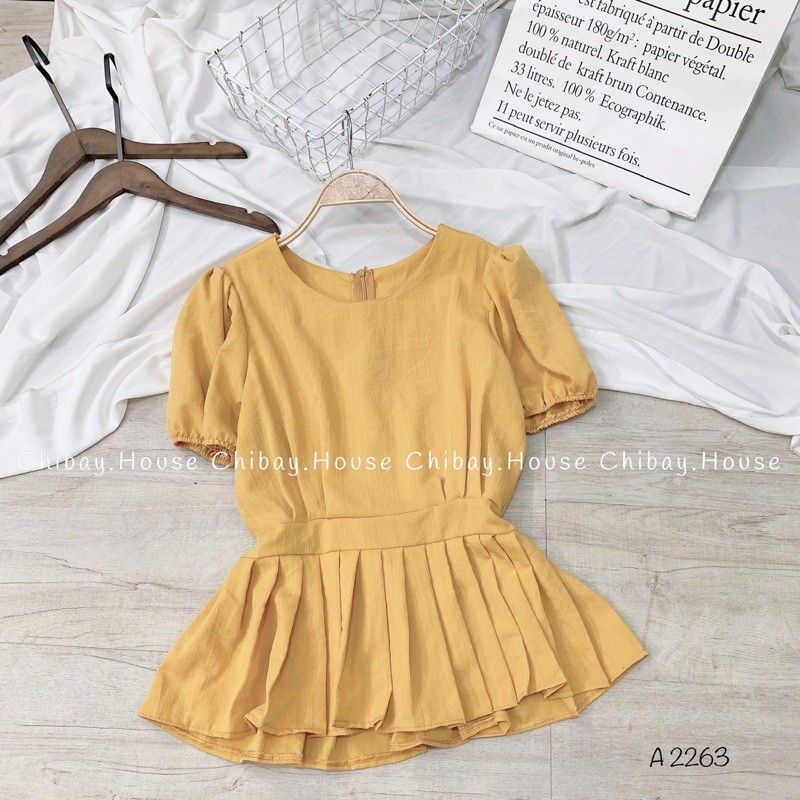 Áo peplum xếp li ( hình thật shop chụp, đổi trả nếu không giống hình )