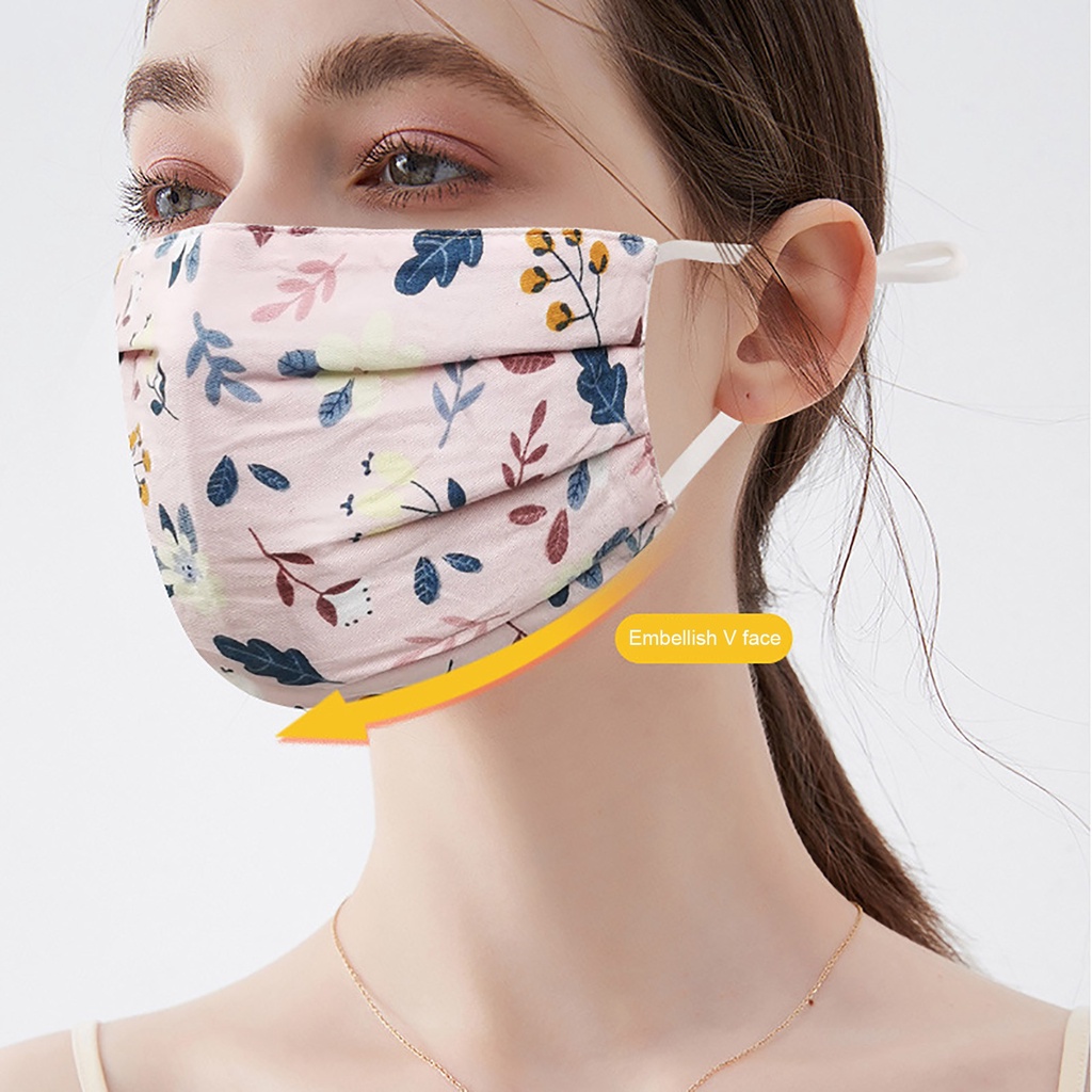 Khẩu Trang Chống Nắng Chống Bụi Bằng Vải Cotton In Hoa 3 Lớp Thoáng Khí Có Thể Giặt Tái Sử Dụng Thời Trang Cho Nữ