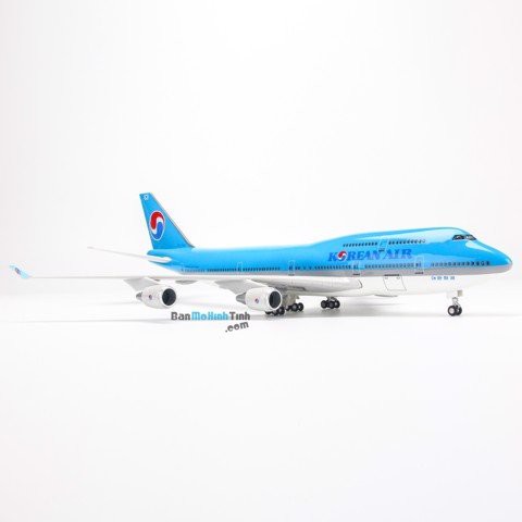 Mô hình máy bay Korean Air Boeing B747 47cm lắp ráp có đèn Everfly