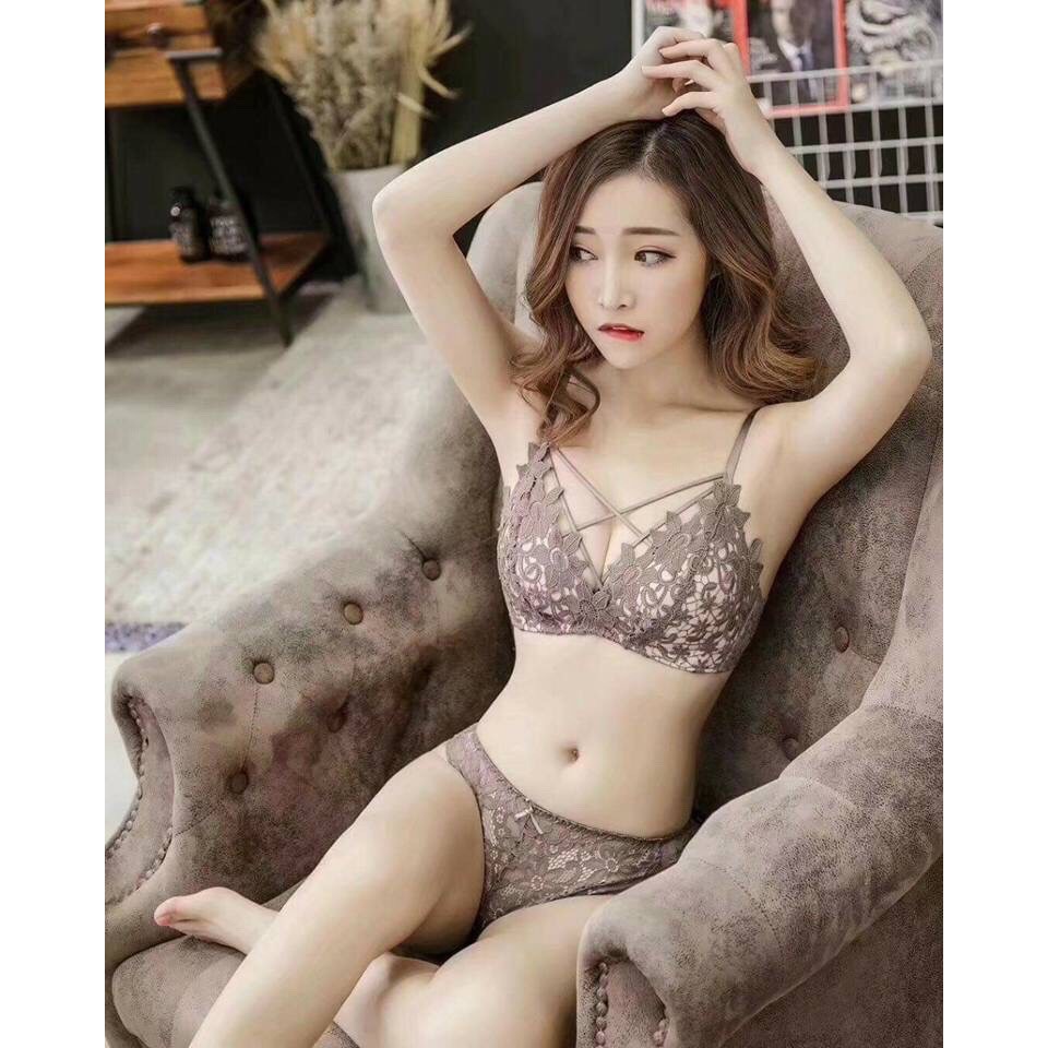 [Mã WAMST111 giảm 15k đơn 99k] Bộ đồ lót ren đệm mỏng dây đan ngực sexy (5 màu) | BigBuy360 - bigbuy360.vn