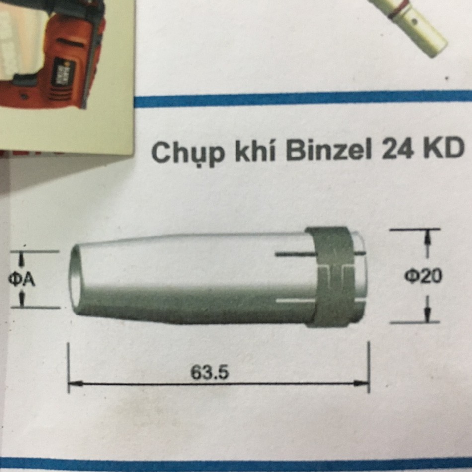 Chụp Khí Máy Hàn MIG Binzel 24 KD - Dành Cho Máy Hàn Từ 300A Đến 350A