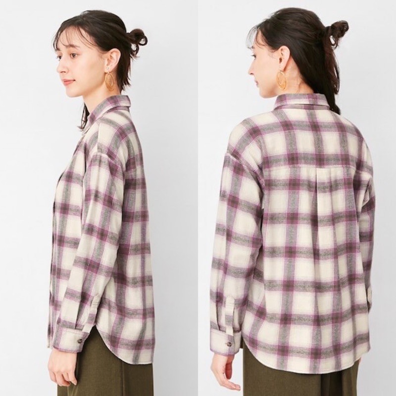 Áo sơ mi nữ kẻ caro dòng Flannel thời trang của GU - Nhật | BigBuy360 - bigbuy360.vn
