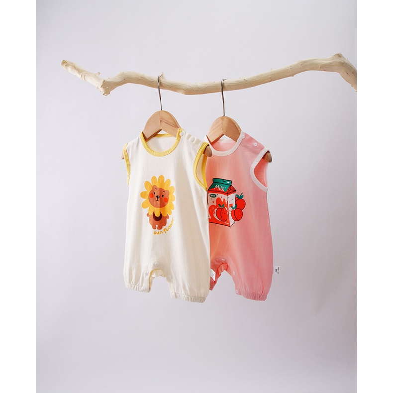 Bodysuit ba lỗ hàng Quảng Châu cao cấp siêu mát không tay body liền thân cho bé trai bé gái mặc hè