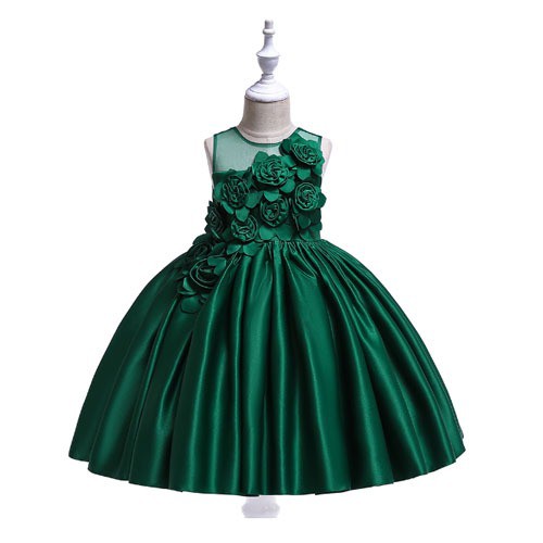 (Hàng Bán Chạy) Đầm Dạ Hội B2W2 Vải Satin In Hoa