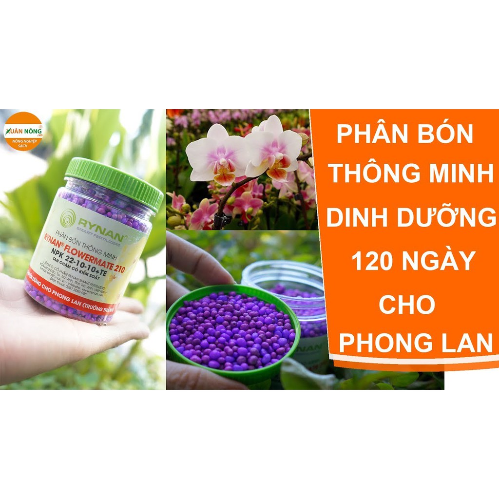 Phân tan chậm thông minh Rynan Flowermate 210 NPK 22-10-10 TE hũ 150g chuyên dùng cho phong lan sau ra hoa