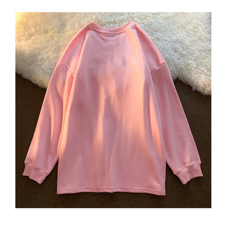 Áo sweater nữ tay dài dáng rộng in hình trái tim | BigBuy360 - bigbuy360.vn