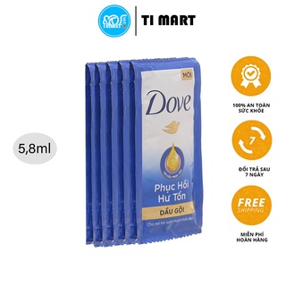   TI MART  Combo 5 dây dầu gội Dove phục hồi hư tổn 6.3ml x 10 gói 