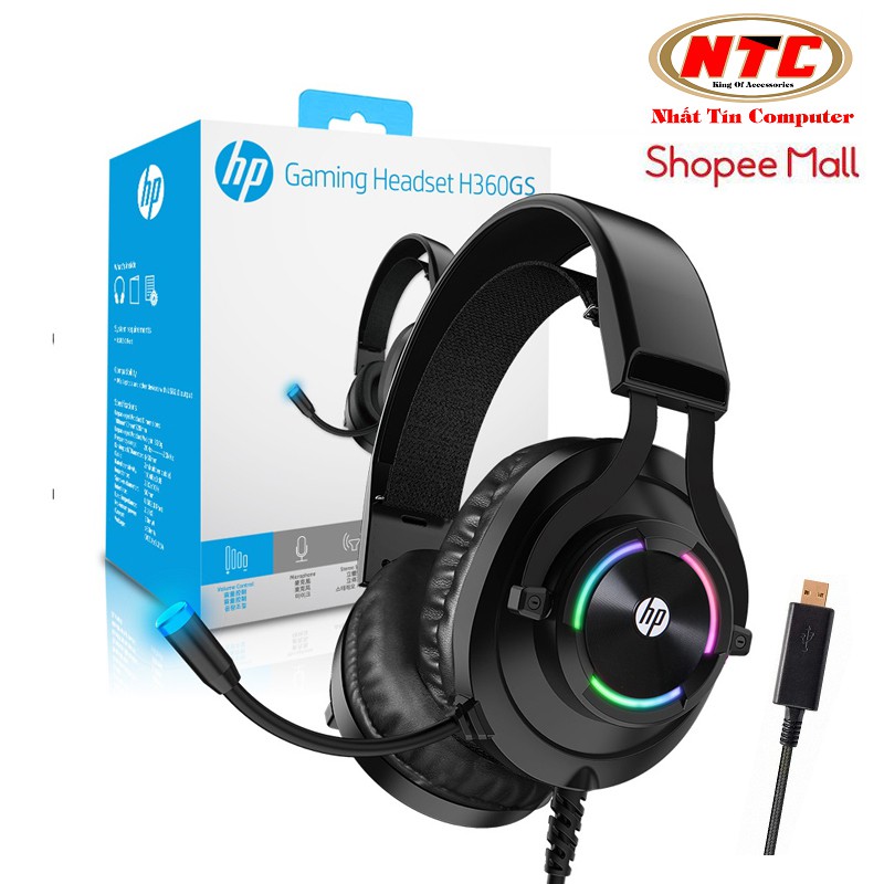 Tai nghe 7.1 HP H360GS led RGB dành cho game thủ - âm thanh stereo (Đen)