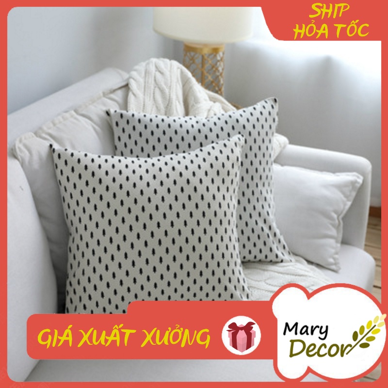 Gối tựa sofa Mary Decor - họa tiết Thông đen nền trắng G-D02