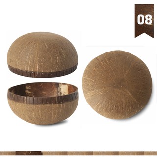 Chén (Bát) Gáo Dừa Họa Tiết Hoa Văn One4One (14 - 15cm) / Pattern Coconut Bowl