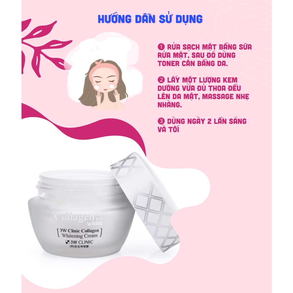 Kem Dưỡng Trắng Da Tinh Chất Collagen 3W Clinic Collagen Whitening Cream 60ml