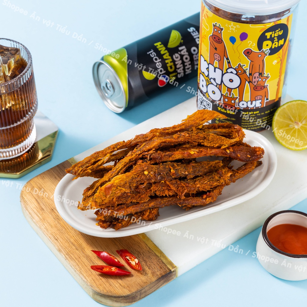 Khô bò que hũ lớn 250g Tiểu Dần đồ ăn vặt vừa ngon vừa rẻ | BigBuy360 - bigbuy360.vn