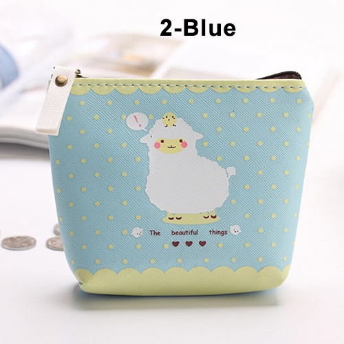 Ví Da PU Đựng Tiền Xu Hình Cừu Con Có Khóa Kéo Cho Bé Gái