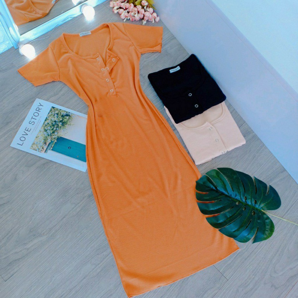 Đầm nữ 💕 FREESHIP 💕 Váy body cổ vuông cúc bấm tay ngắn thời trang XIXO mã DAM0034 | BigBuy360 - bigbuy360.vn