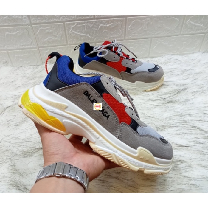 [Tặng tất + freeship] GIÀY BALENCIAGA Triple S thể thao nam nữ sneaker cao cấp đỏ xám chữ thêu, size 36-43....