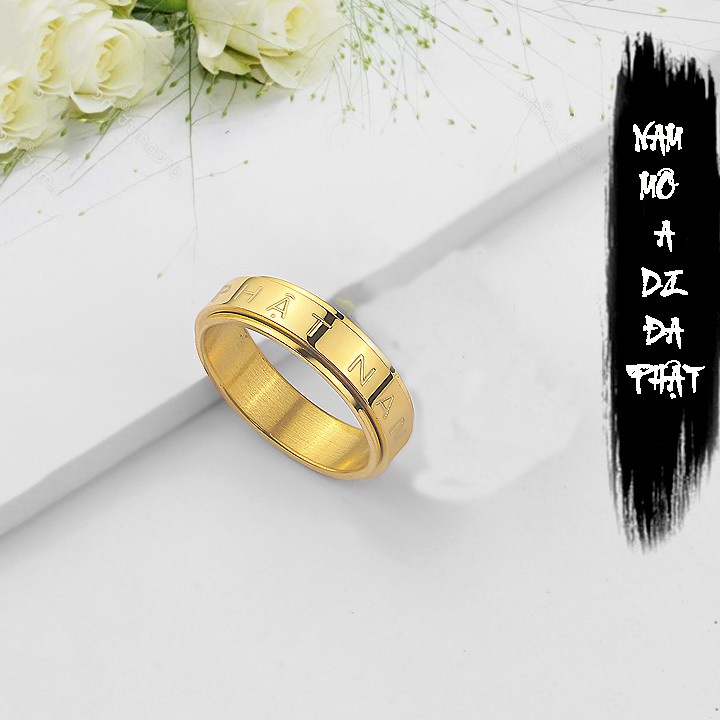 Nhẫn phong thủy Nam Mô A Di Đà Phật (vàng) MNH086-2
