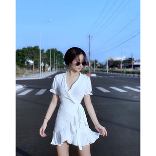 [ẢNH THẬT] Đầm Cổ V Cột Eo