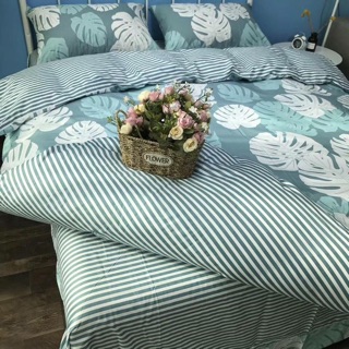 Set chăn ga gối cotton poly hình lá