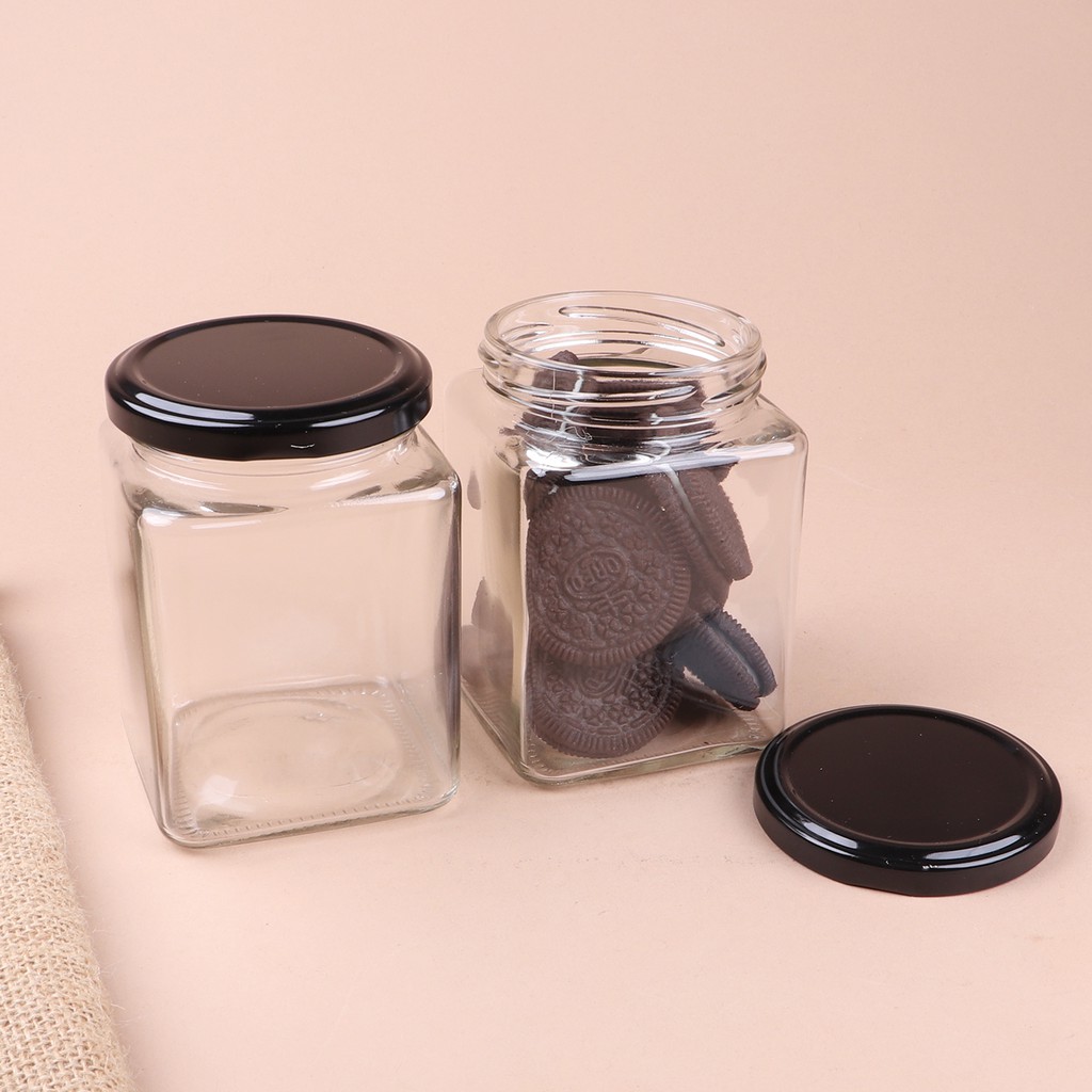 Hủ thủy tinh vuông 450ml Bam House có nắp nhôm đen đựng gia vị và thực phẩm cao cấp HV01 – Gia dụng bếp | BigBuy360 - bigbuy360.vn