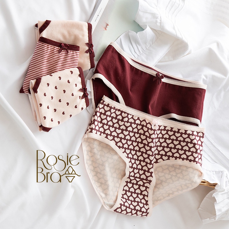 Set 5 Quần Lót Cotton Thấm Hút Mồ Hôi Họa Tiết Tim P036