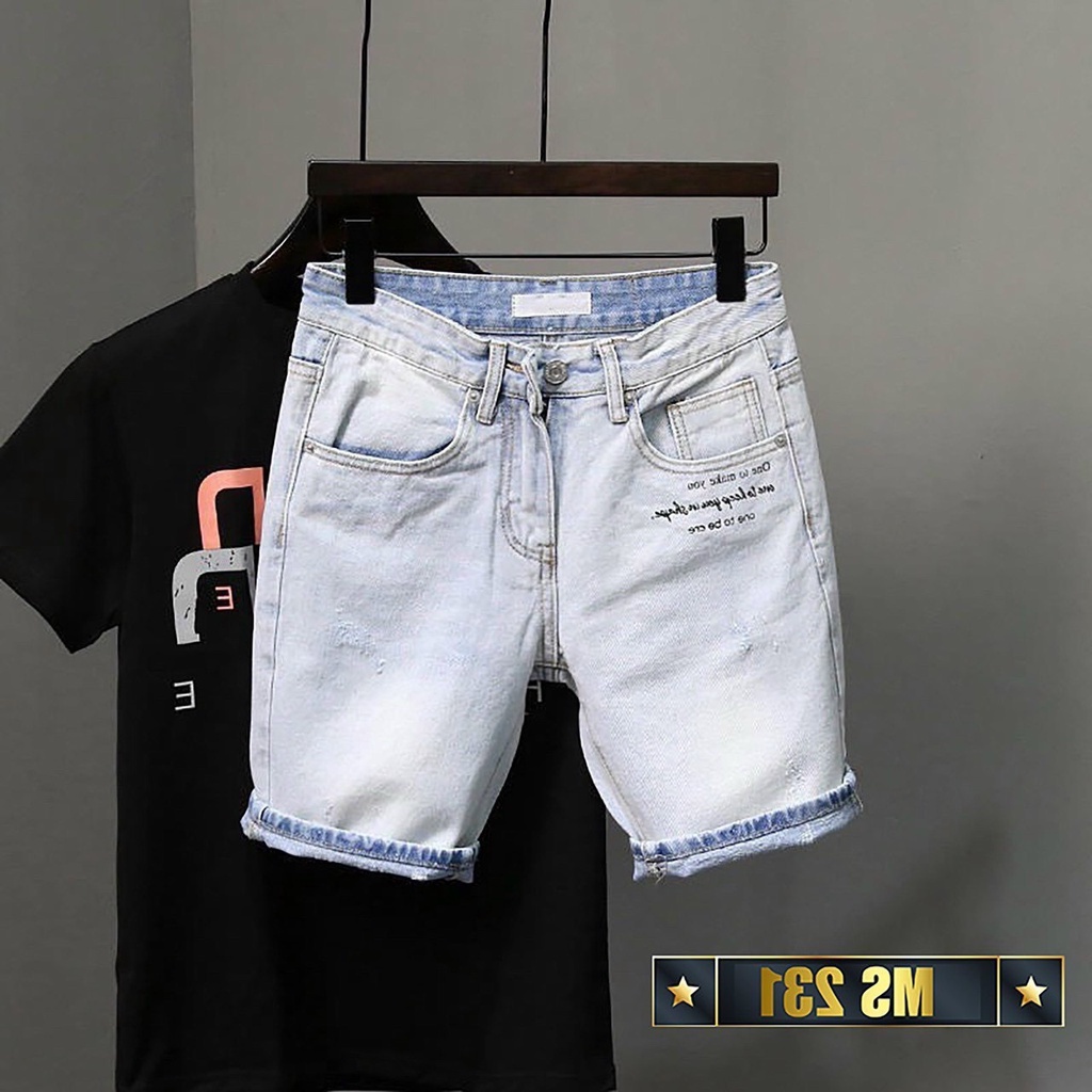 Quần short jean nam xanh rách cao cấp - chất liệu bò co giãn tốt ( Hàng chuẩn shop) Lady-Hn Store88 KV214