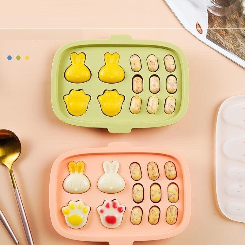 Khuôn Silicone Làm Xúc Xích Và Bánh Ăn Dặm Cho Bé, Thiết Kế Hình Thỏ Và Bàn Chân Gấu Đáng Yêu