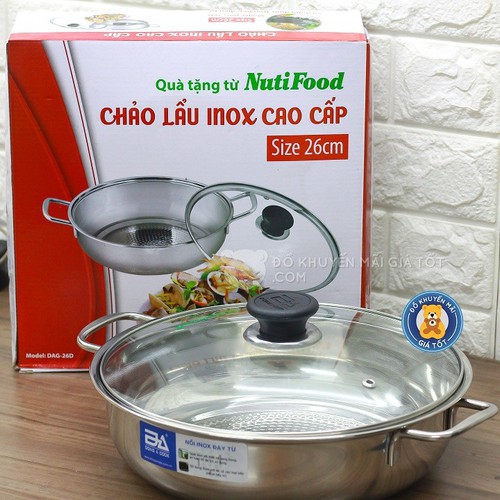 CHẢO LẨU INOX CAO CẤP SIZE 26CM - QUÀ TẶNG TỪ NUTIFOOD