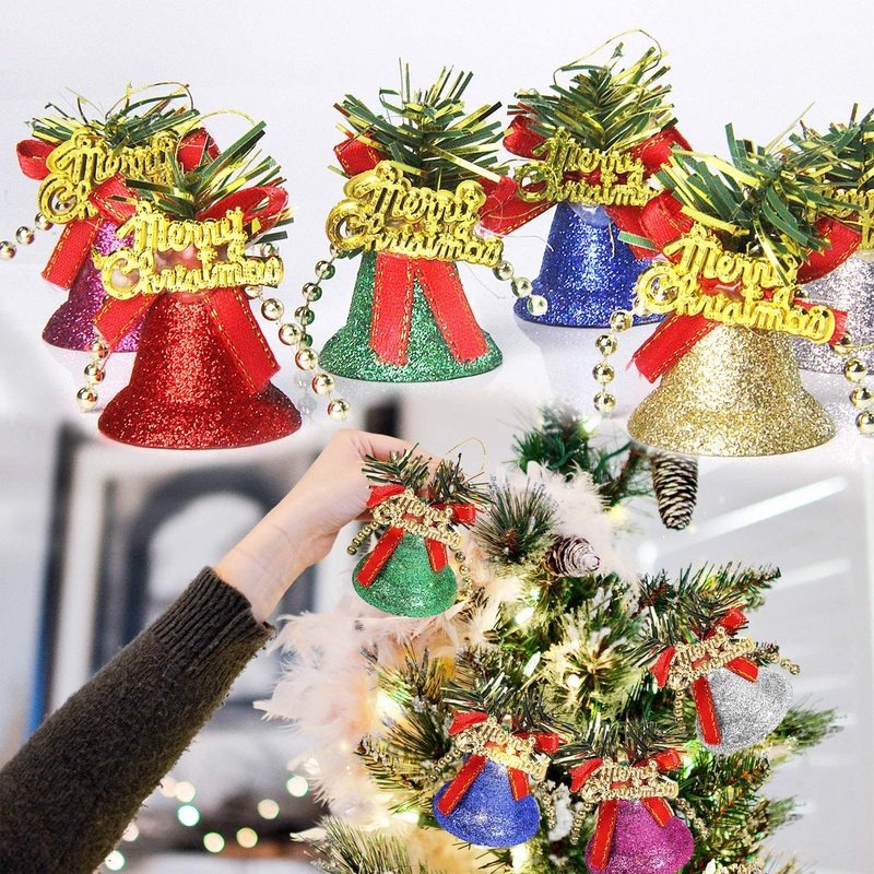Chuông Treo Trang Trí Cây Thông Giáng Sinh Hình Ông Già Noel Màu Trắng / Đỏ Vàng