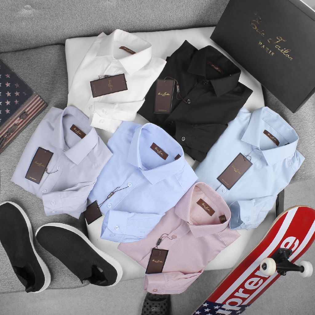 Sơ mi nam Cao Cấp Eric Tailor vải Texture xước chìm , áo sơ mi công sở co giãn  SMET21 - Leo Vatino