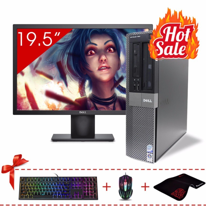 Máy tính văn phòng Dell Optiplex 960 DT + Màn hình Dell 19.5inch (Core 2 Duo E8400, Ram 8GB, SSD 120GB) + Quà Tặng