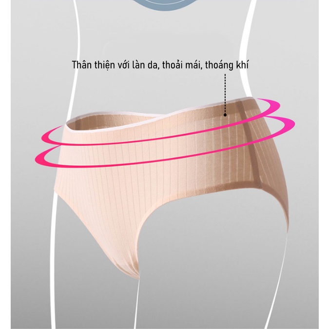 Quần lót nữ organic cotton Kately gân tăm, thấm hút tốt, siêu thoáng khí, màu trơn basic QL005 | BigBuy360 - bigbuy360.vn