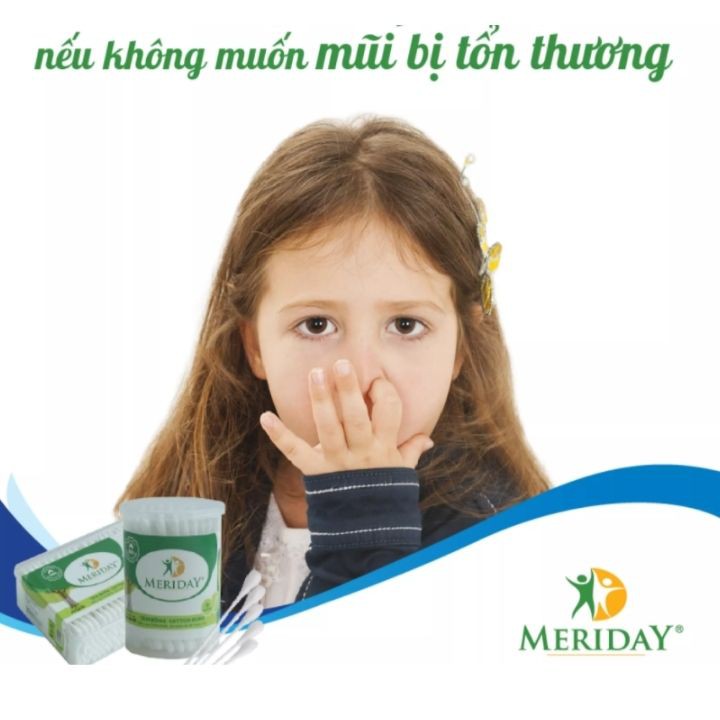 Tăm bông sinh tai Meriday bông bạch tuyết người lớn 42 que - Tomchuakids