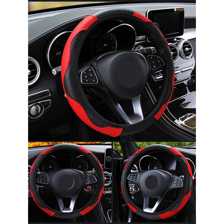 Vỏ Bọc Vô Lăng Xe Hơi Bằng Da PU Chống Trượt Thoáng Khí 37-38cm