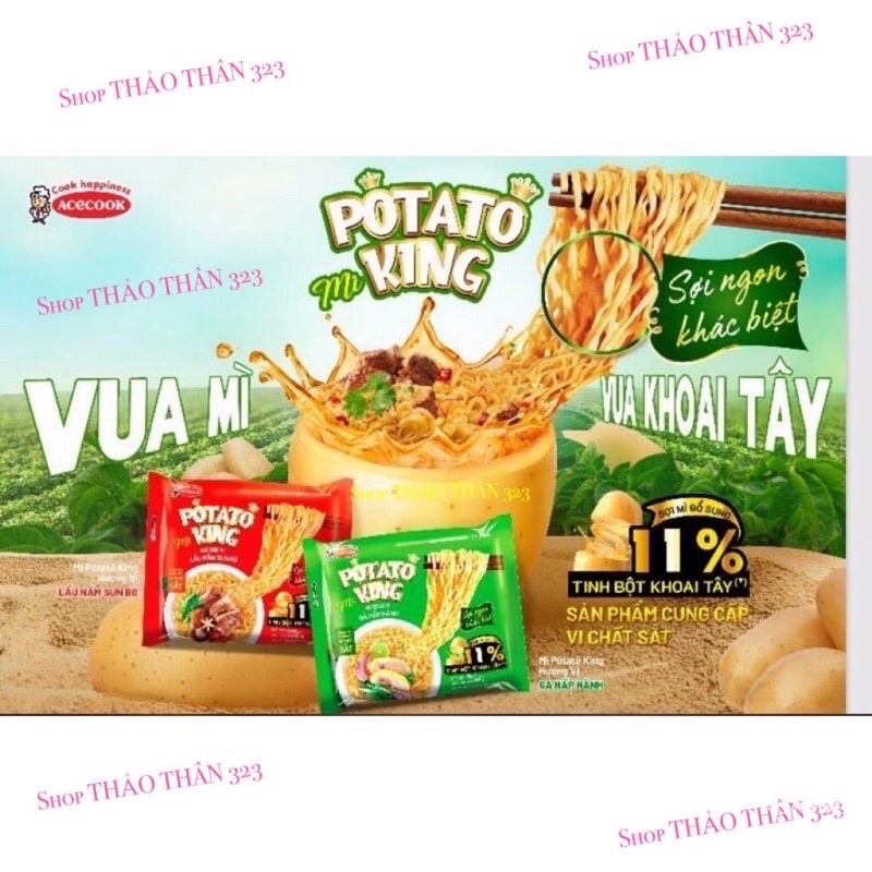 Mì ăn liền King POTATO khoai tây vị gà hấp hành/ lẩu nấm sụn bò 89g