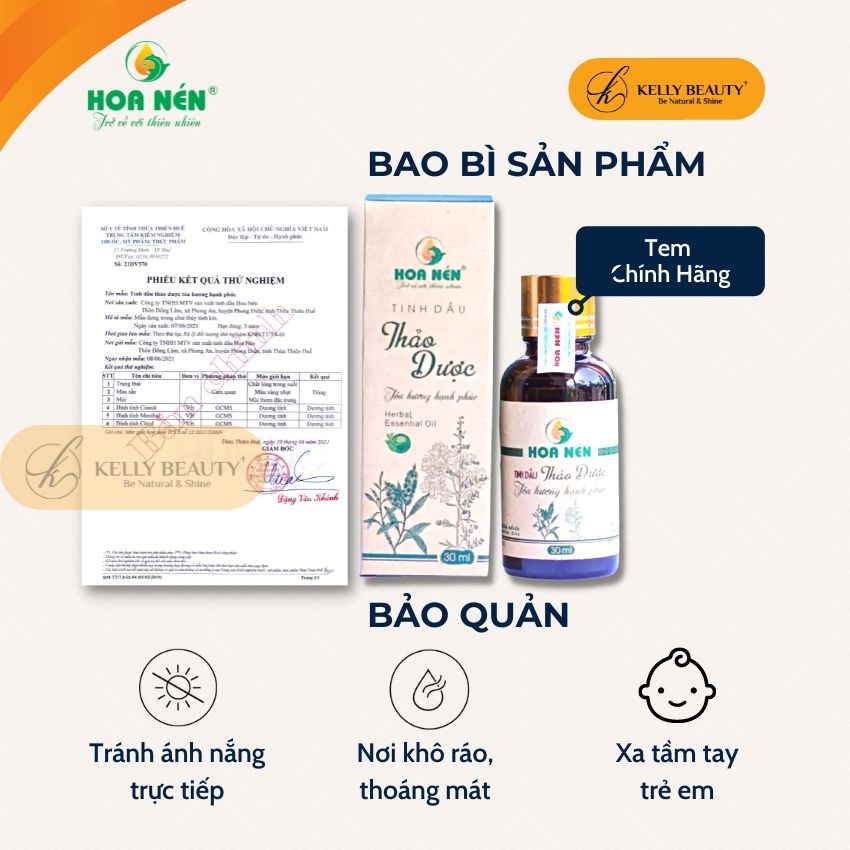 Tinh Dầu Thảo Dược HOA NÉN 30ml - Làm sạch không khí, giúp thư giãn, ngủ ngon; khử mùi, đuổi côn trùng | KELLY BEAUTY