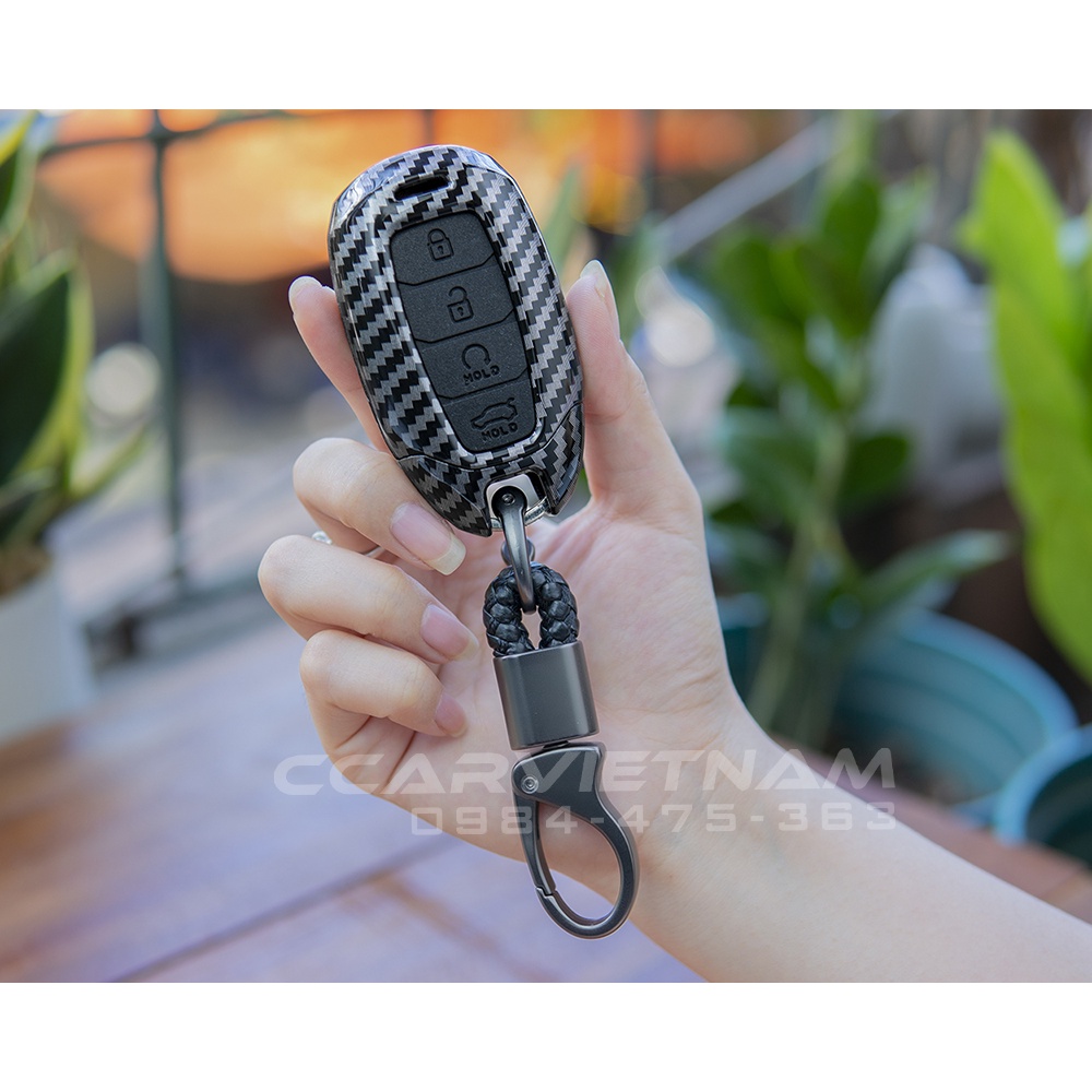 Ốp Chìa Khoá Hyundai Accent 2021 2022 2023, Elantra 2022 2023 - Bọc Chìa Khoá Ô Tô Vân Carbon Cao Cấp Ccar Vietnam